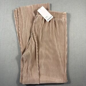 RO&DE Pleated Wide Leg Pants Rose Gold Metallic Plisse Womens Large NWT